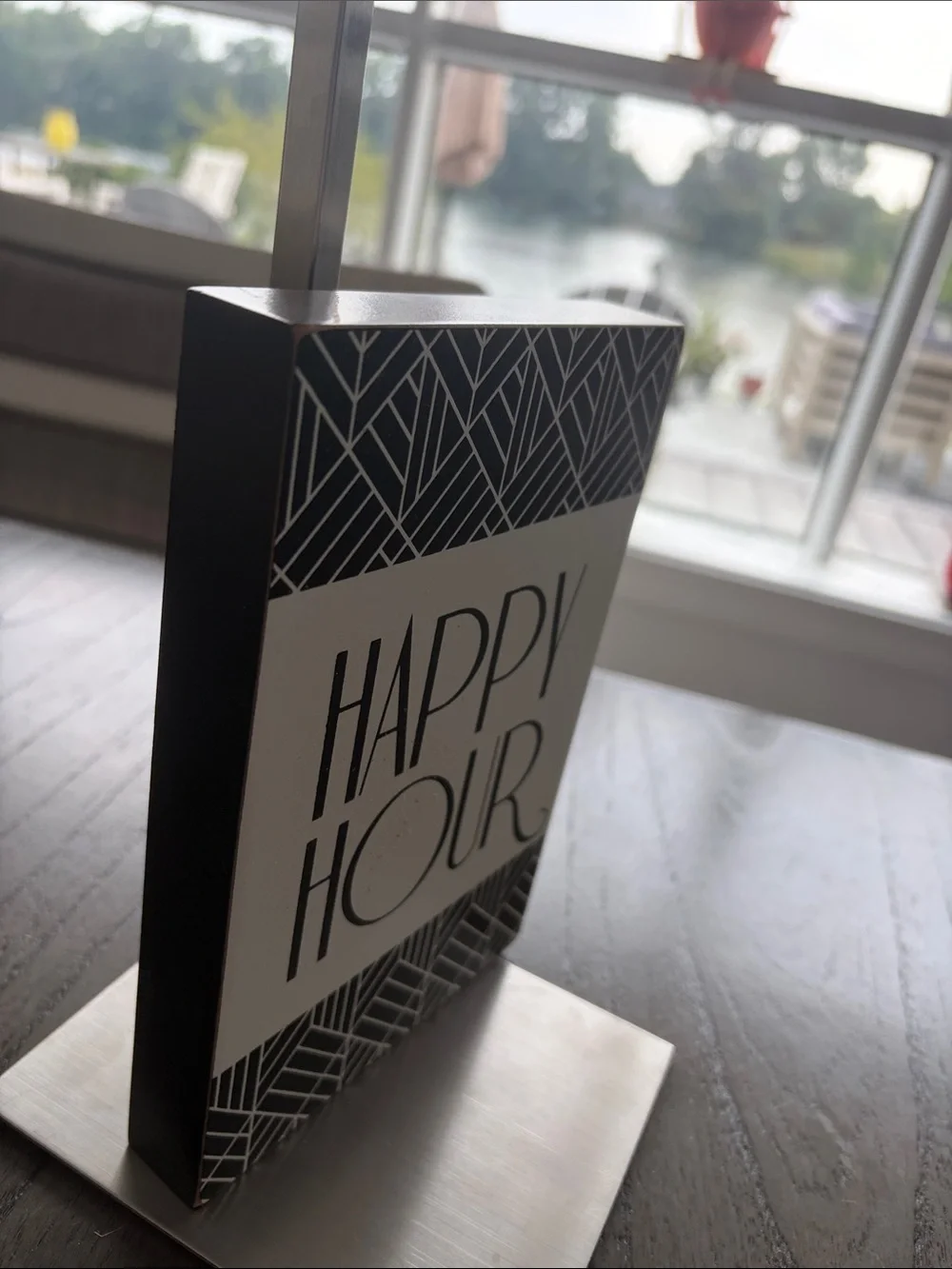 Happy Hour Decorative Sign - Black and White